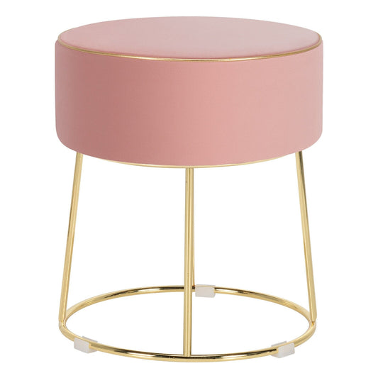 Round Velvet Footrest Stool Ottoman with Non-Slip Foot Pads for Bedside, Pink