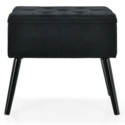 Velvet Storage Ottoman with Solid Wood Legs for Living Room Bedroom, Black at Gallery Canada