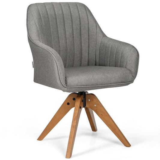 Fabric Swivel Accent Chair with Beech Wood Legs, Gray at Gallery Canada