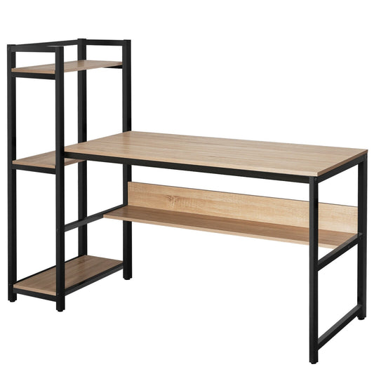 59-Inch Computer Desk Home Office Workstation 4-Tier Storage Shelves, Natural at Gallery Canada