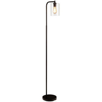 Industrial Floor Lamp with Glass Shade, Black