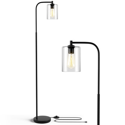 Industrial Floor Lamp with Glass Shade, Black at Gallery Canada