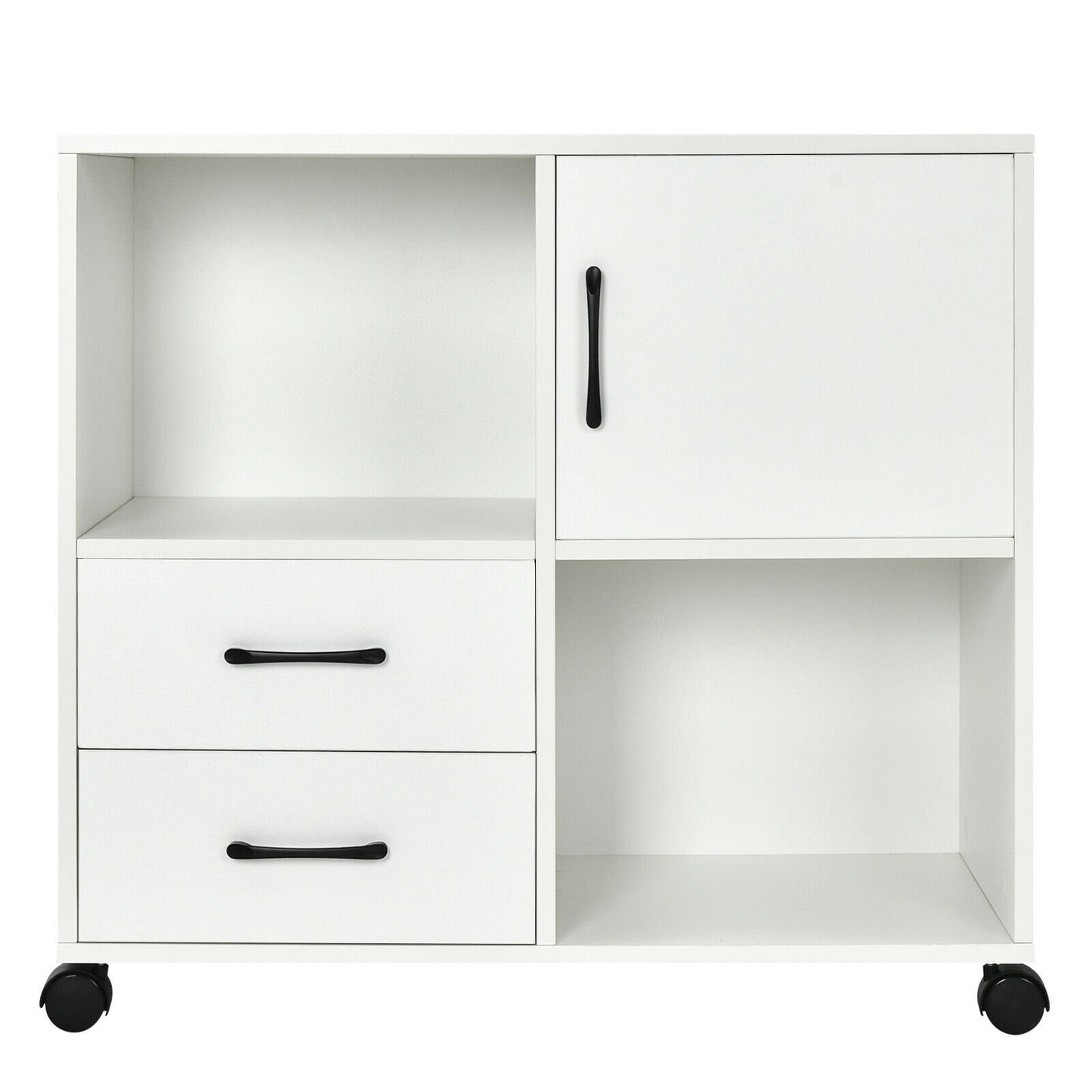 Mobile File Cabinet with Lateral Printer Stand and Storage Shelves, White at Gallery Canada