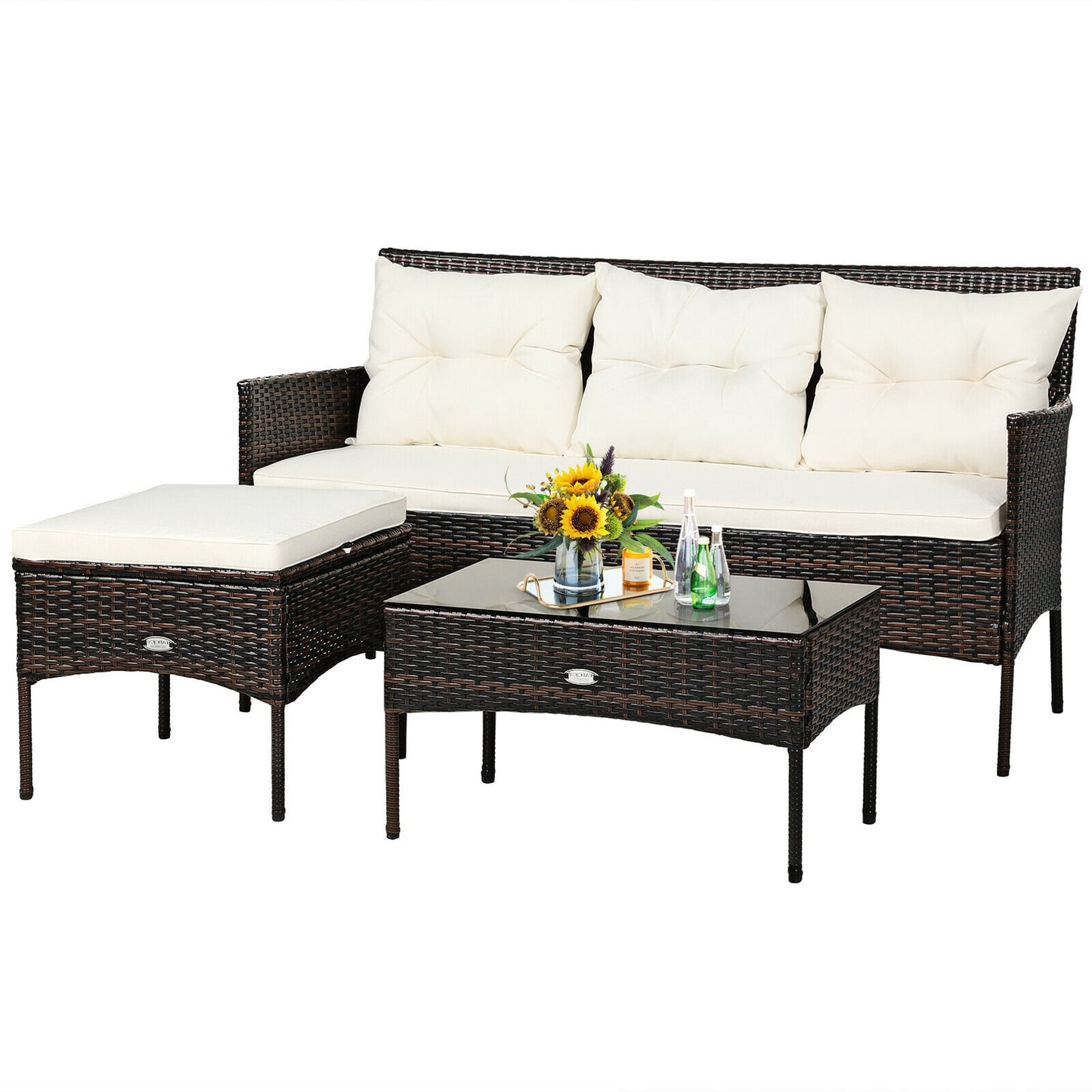 Patio Furniture Sectional Set, 3 Pieces, 5 Cushions, White Patio Conversation Sets at Gallery Canada