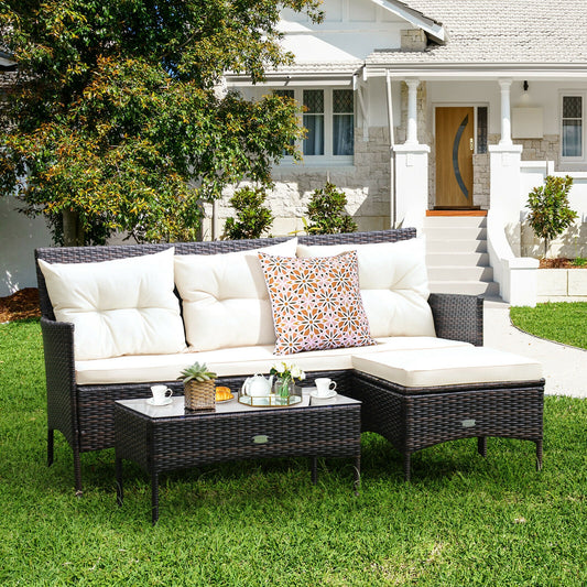 Patio Furniture Sectional Set, 3 Pieces, 5 Cushions, White Patio Conversation Sets White at Gallery Canada