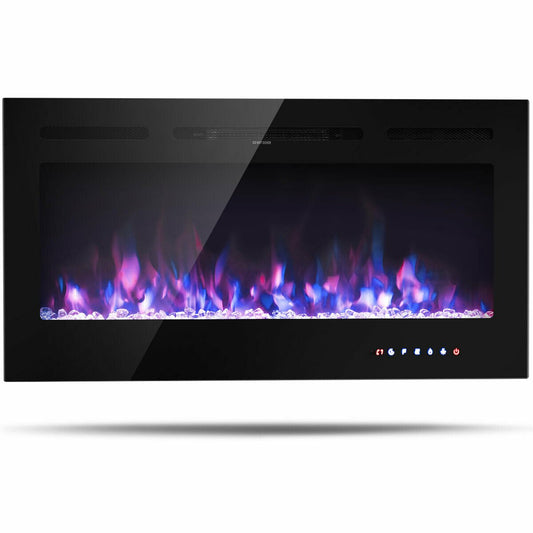 40-Inch Electric Fireplace Recessed with Thermostat, Black at Gallery Canada