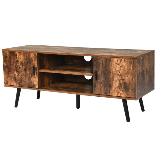 Industrial TV Stand with Storage Cabinets, Rustic Brown