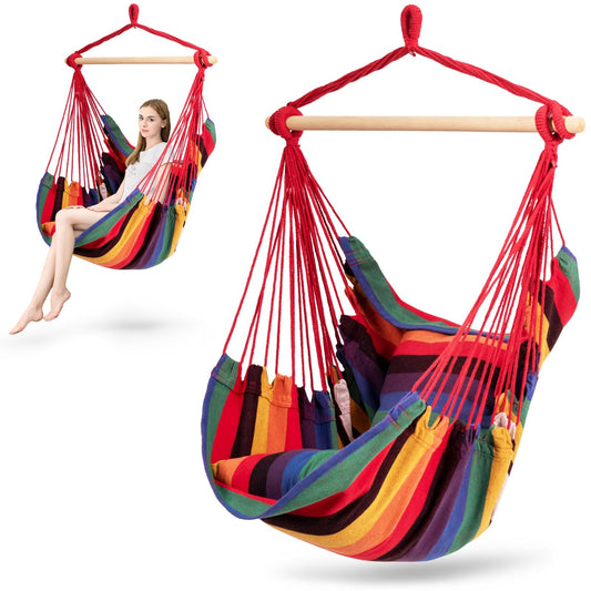 4 Color Deluxe Hammock Rope Chair Porch Yard Tree Hanging Air Swing Outdoor, Red at Gallery Canada