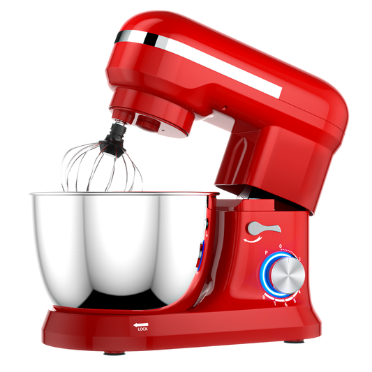 4.8 Qt 8-speed Electric Food Mixer with Dough Hook Beater, Red