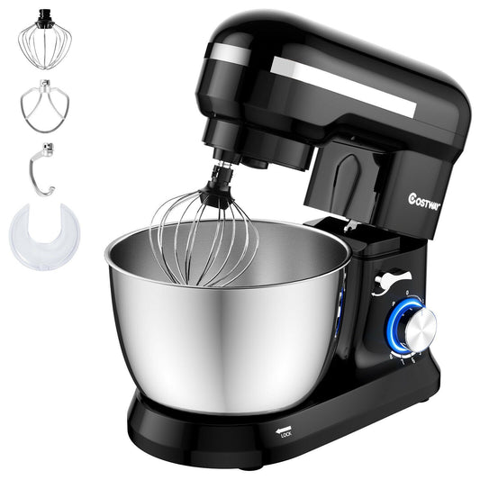 4.8 Qt 8-speed Electric Food Mixer with Dough Hook Beater, Black