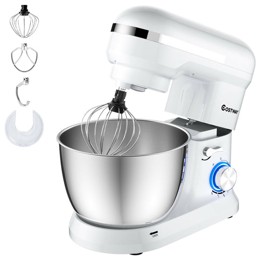 4.8 Qt 8-speed Electric Food Mixer with Dough Hook Beater, White