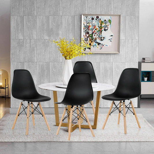 Set Of 4 Modern Dining Side Chairs, Wood Legs, Black Dining Chairs Black at Gallery Canada