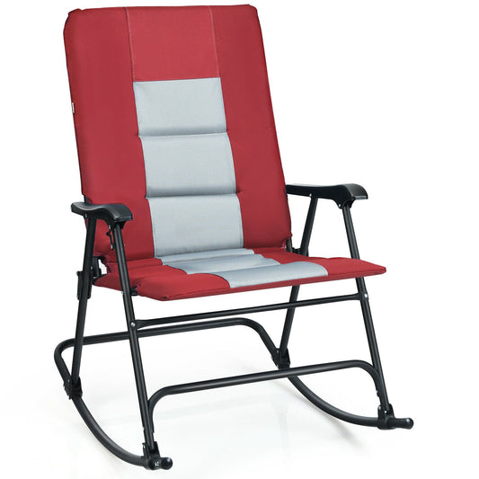 Foldable Rocking Padded Portable Camping Chair with Backrest and Armrest, Red at Gallery Canada