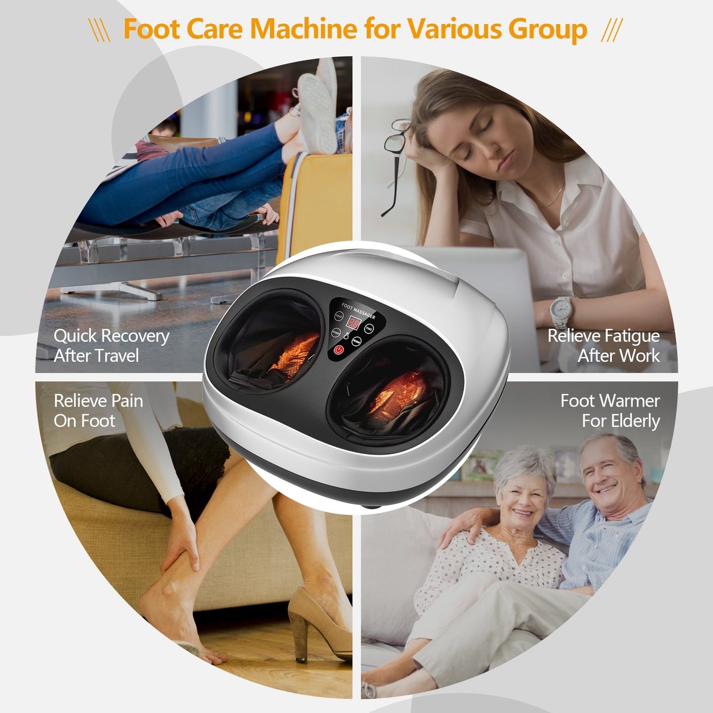 Shiatsu Foot Massager with Heat Kneading Rolling Scraping Air Compression, Silver at Gallery Canada