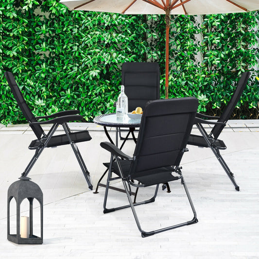 Set of 4 Patio Folding Chairs, Adjustable Backrest, Black Patio Dining Chairs Black at Gallery Canada