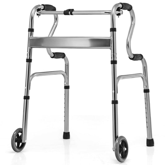 Adjustable Heavy-Duty Folding Walker with Unidirectional Wheels and Bi-Level Armrests - Gallery Canada