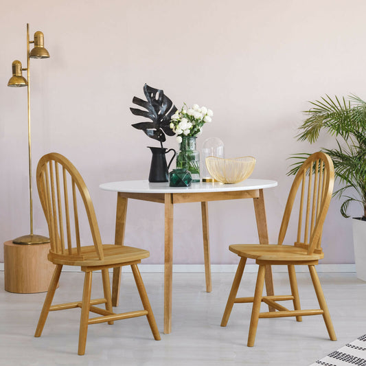 Vintage Windsor Wood Chair Set, Spindle Back, Natural Dining Chairs Natural at Gallery Canada