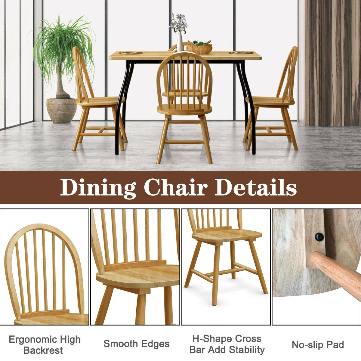 Vintage Windsor Wood Chair Set, Spindle Back, Natural Dining Chairs at Gallery Canada