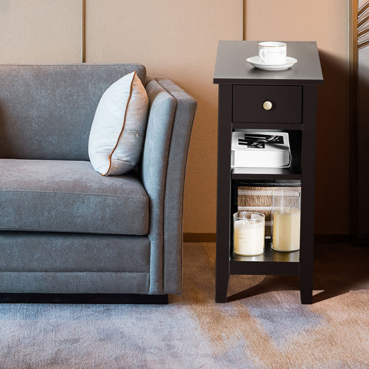 3-Tier Nightstand, Double Shelves Drawer, Brown Nightstands Brown at Gallery Canada