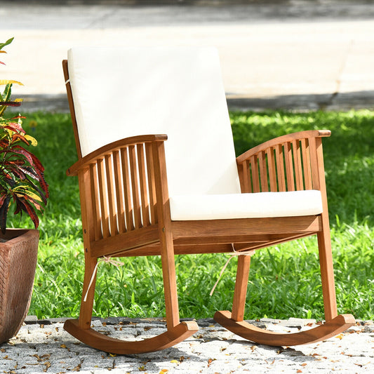 Outdoor Acacia Wood Rocking Chair, Natural Patio Rocking Chairs & Gliders Natural at Gallery Canada