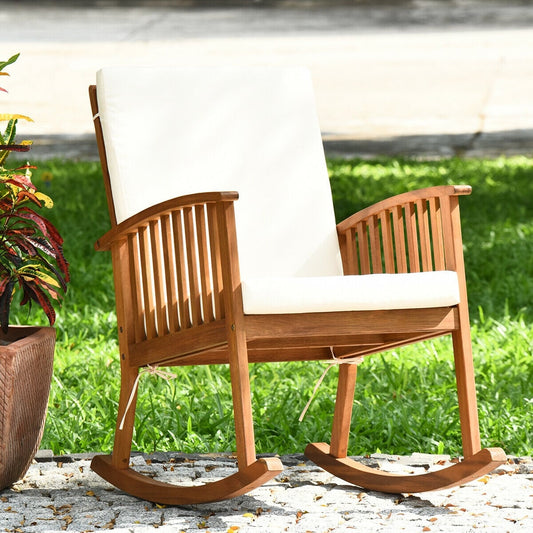 Outdoor Acacia Wood Rocking Chair, Natural Patio Rocking Chairs & Gliders Natural at Gallery Canada