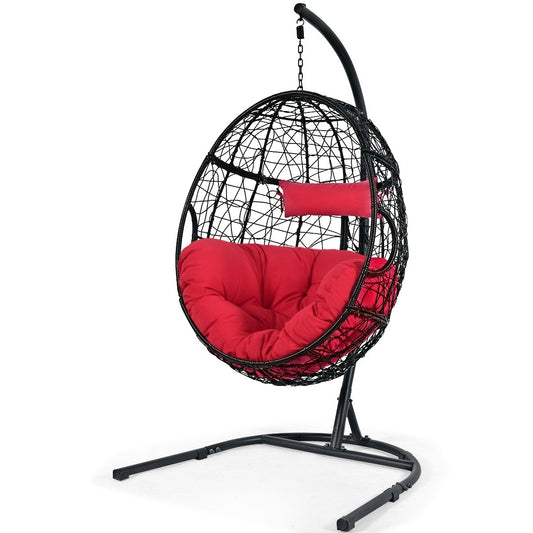 Hanging Cushioned Hammock Chair with Stand, Red at Gallery Canada