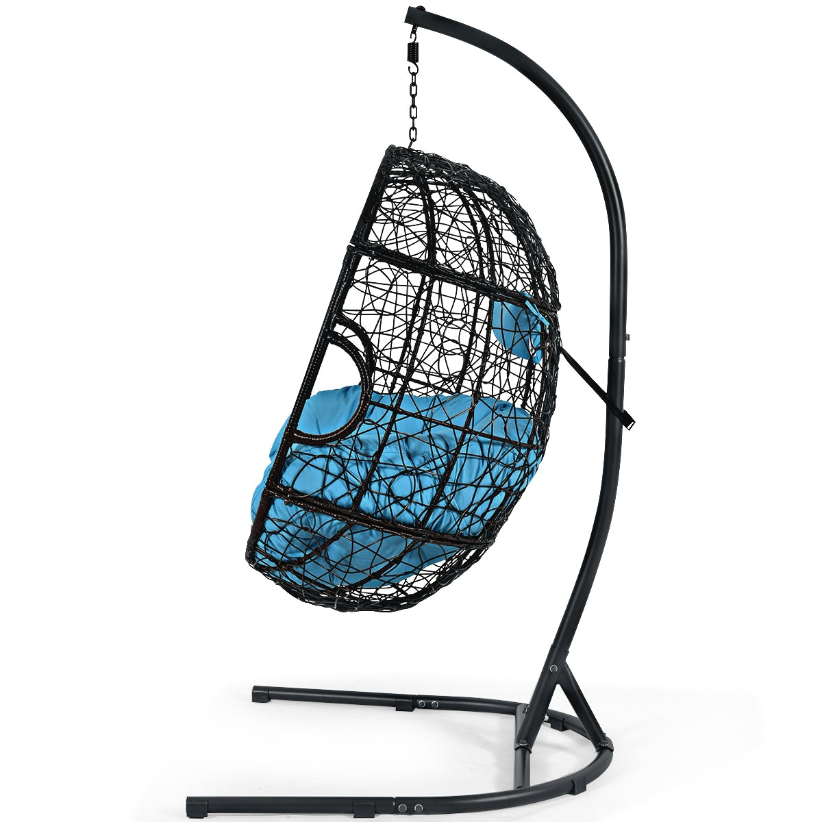 Hanging Cushioned Hammock Chair With Stand, Blue Hammocks at Gallery Canada