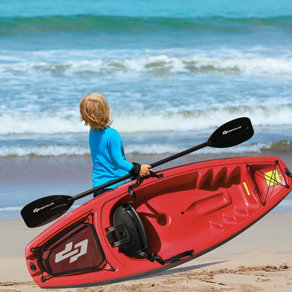6 Feet Youth Kids Kayak with Bonus Paddle and Folding Backrest for Kid Over 5, Red