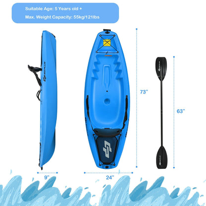 6 Feet Youth Kids Kayak with Bonus Paddle and Folding Backrest for Kid Over 5, Blue at Gallery Canada