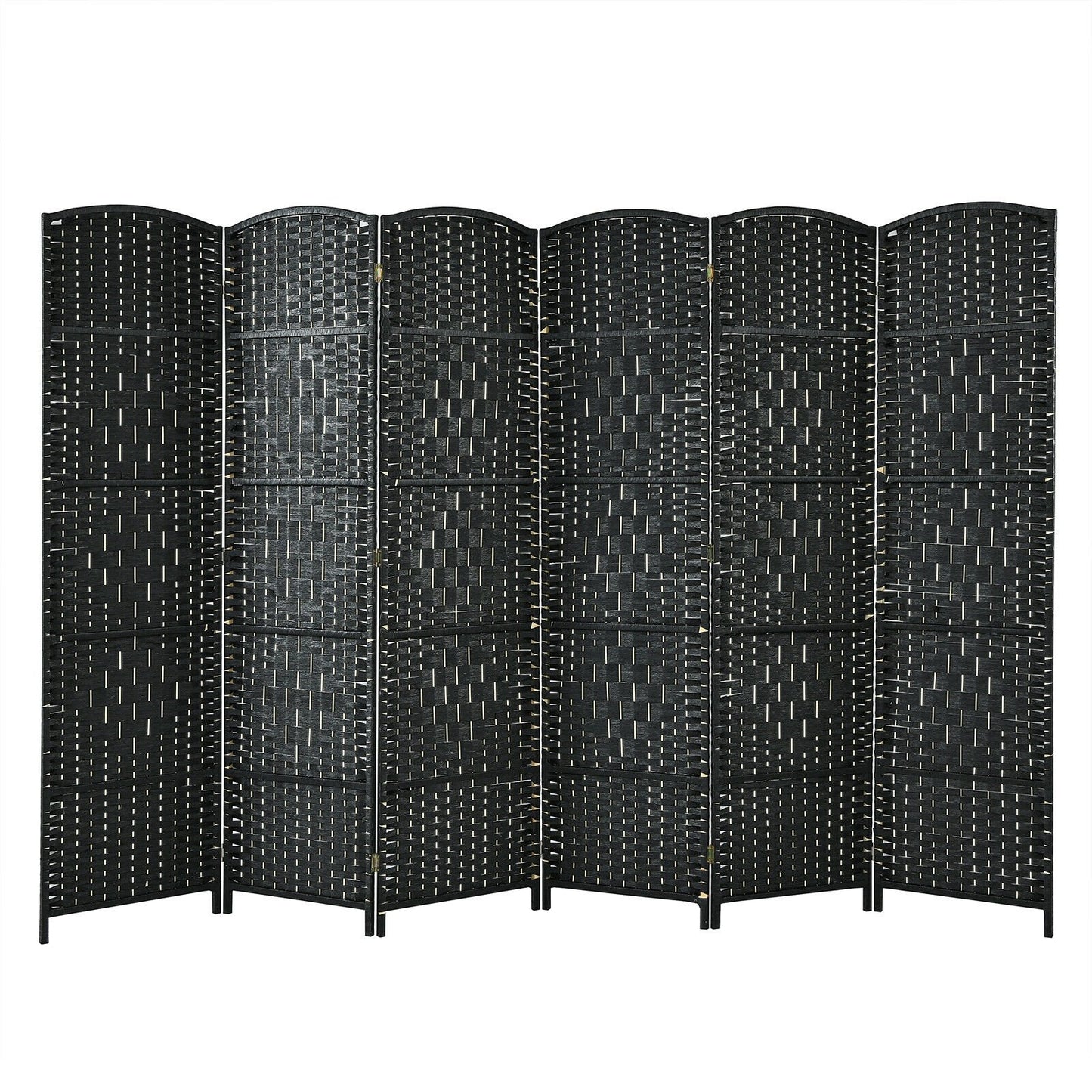 6.5Ft 6-Panel Weave Folding Fiber Room Divider Screen, Black - Gallery Canada