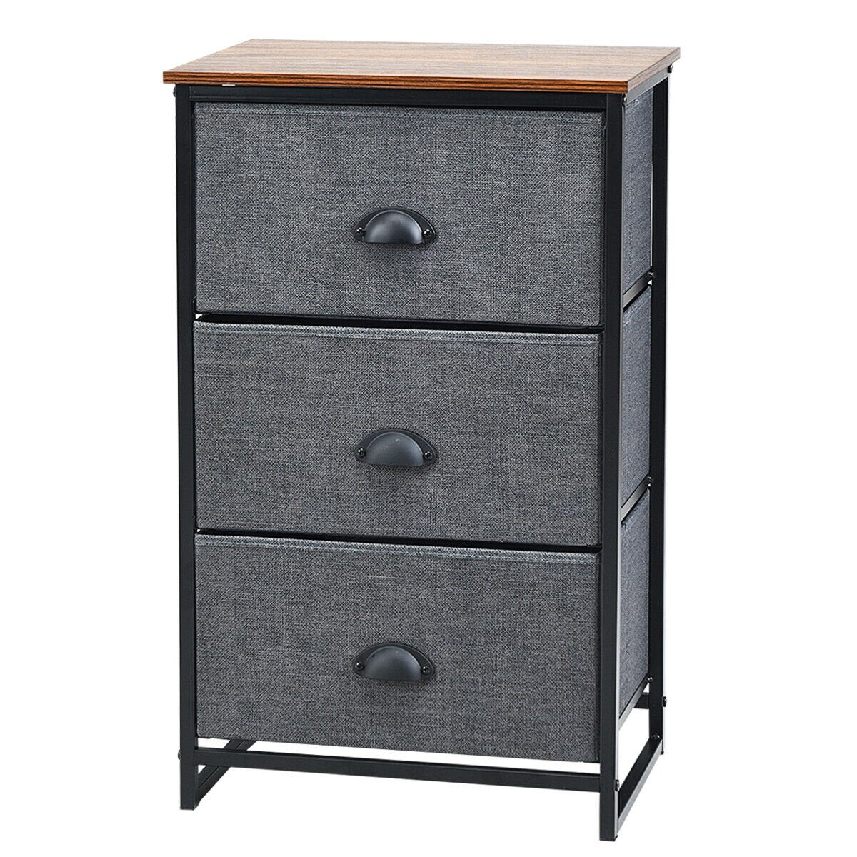 Nightstand Side Table Storage Tower Dresser Chest with 3 Drawers, Black at Gallery Canada