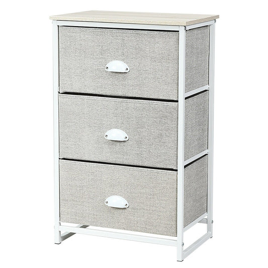 Nightstand Side Table Storage Tower Dresser Chest with 3 Drawers, Gray