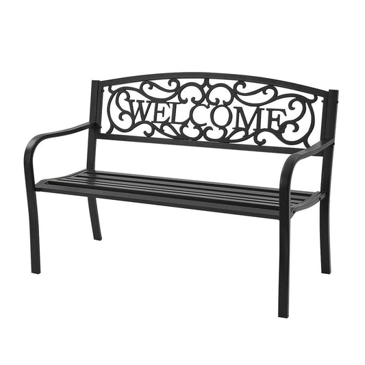 Outdoor Furniture Steel Frame Porch Garden Bench, Black at Gallery Canada