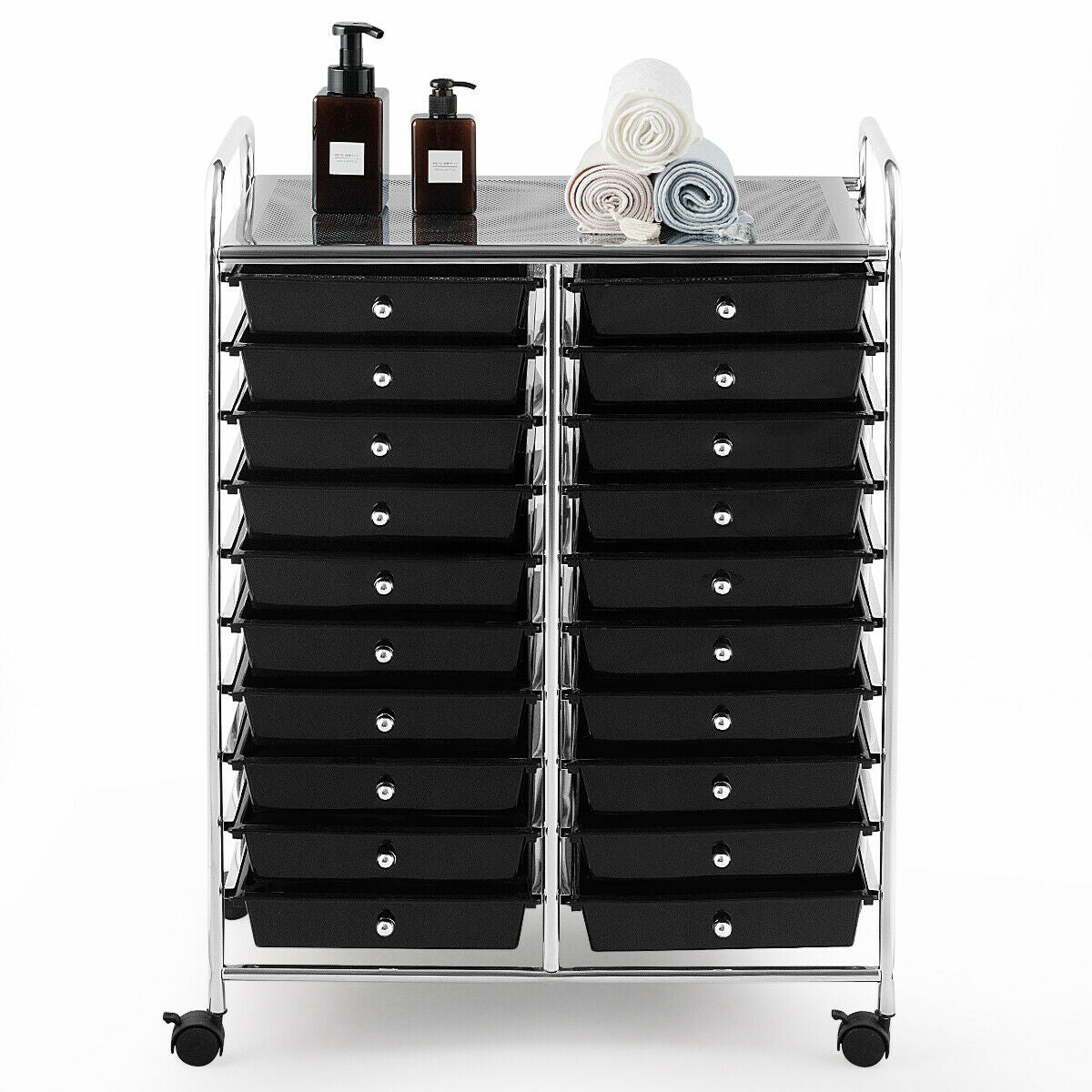 20 Drawers Rolling Cart Storage Organizer, Black File Cabinets at Gallery Canada