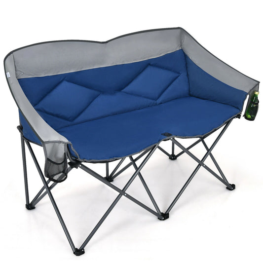 Folding Camping Chair with Bags and Padded Backrest, Blue at Gallery Canada
