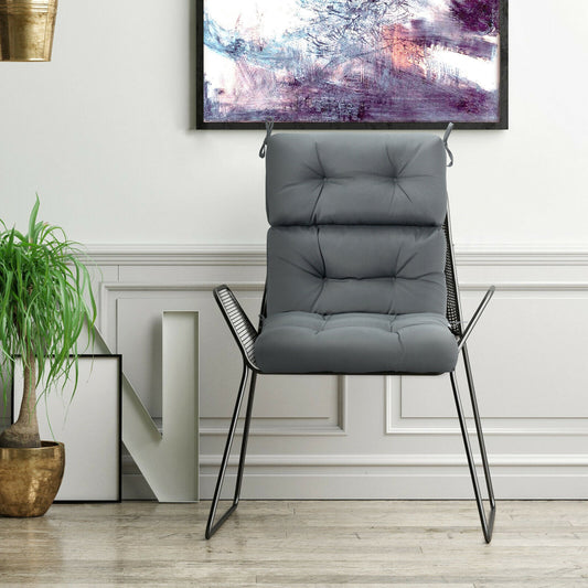 22 x 44 Inch Tufted Outdoor Patio Chair Pad, Gray