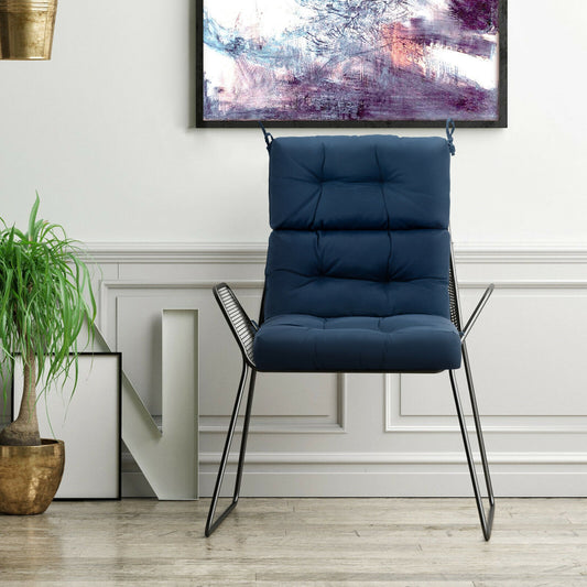 22 x 44 Inch Tufted Outdoor Patio Chair Pad, Blue Outdoor Furniture Accessories Blue at Gallery Canada