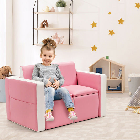 Multi-functional Kids Sofa Table Chair Set, Pink Kids Table & Chair Sets Pink at Gallery Canada