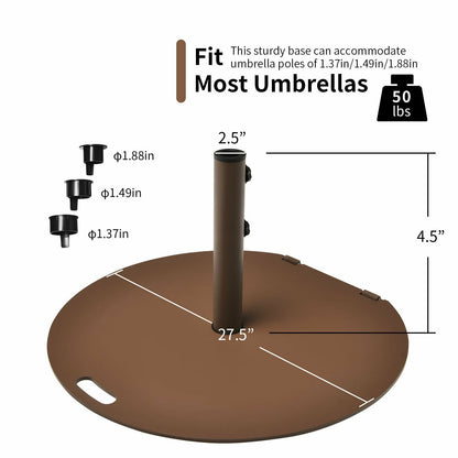50 lbs Umbrella Base Stand with Wheels for Patio, Brown at Gallery Canada