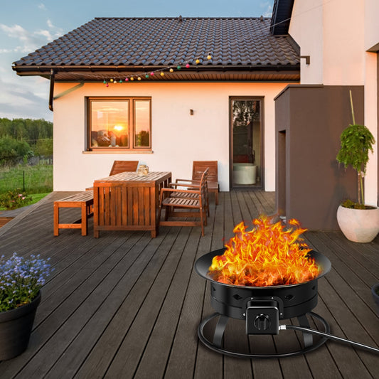 58,000 BTU Firebowl Outdoor Portable Propane Fire Pit, Black Fire Pits Black at Gallery Canada
