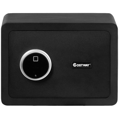 2-Layer Security Safe Deposit Box with Inner LED Light, Black