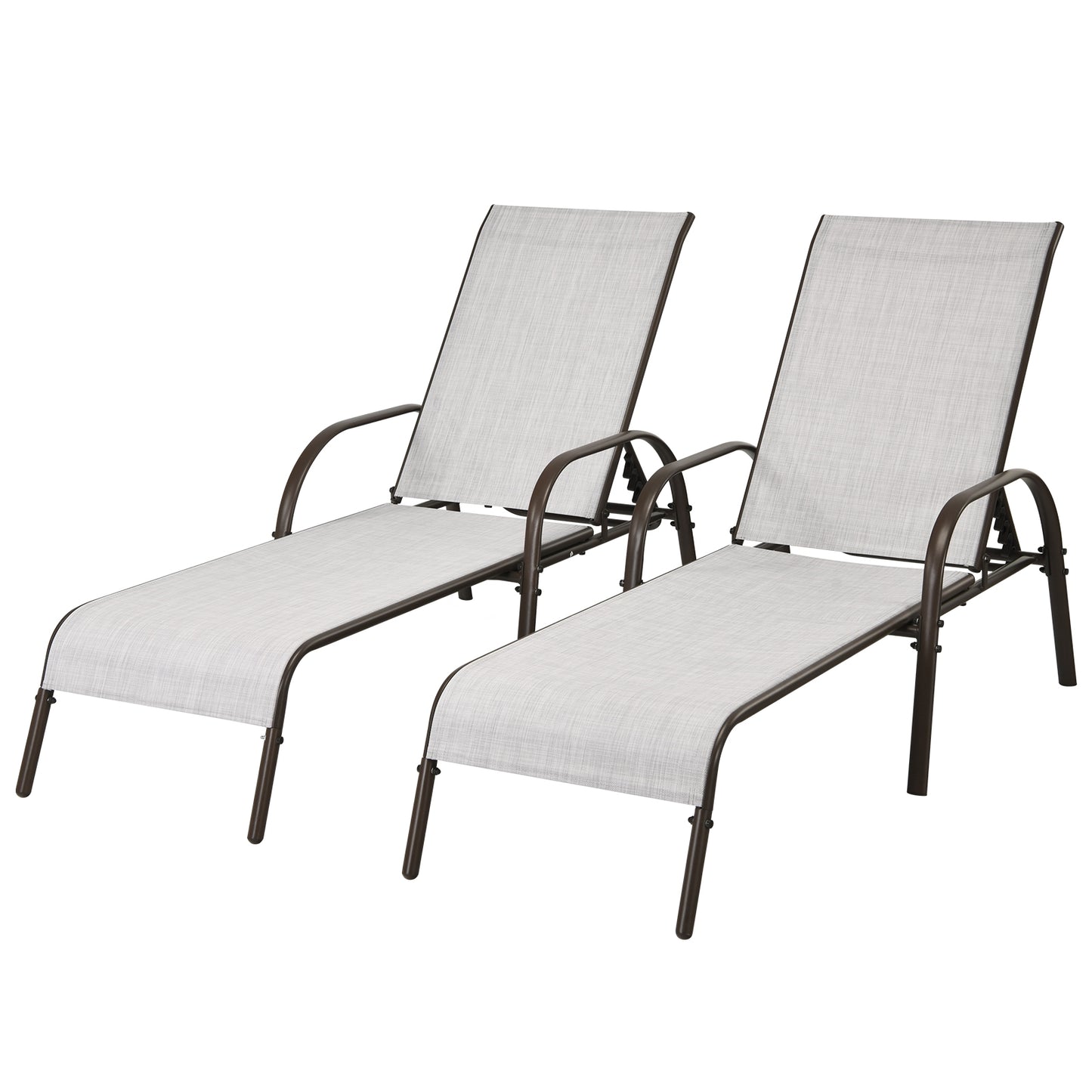 Adjustable Patio Chaise Outdoor Folding Lounge Chair with Adjustable Backrest, Gray Outdoor Chaise Lounges at Gallery Canada