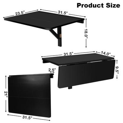 Space Saver Folding Wall-Mounted Drop-Leaf Table, Black at Gallery Canada