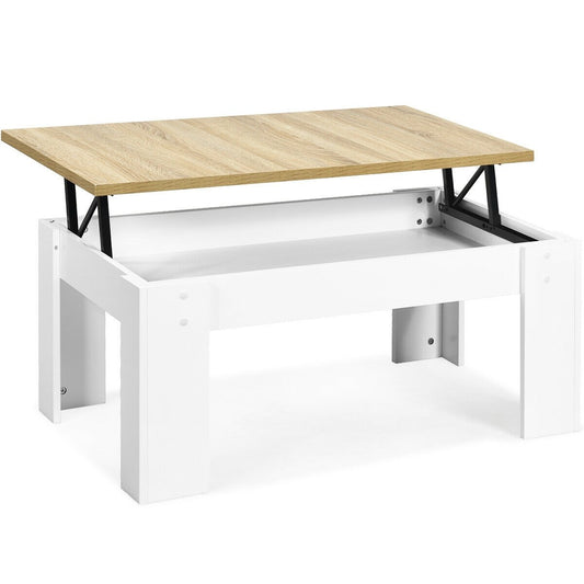 Lift Top Coffee Pop-UP Cocktail Table, White