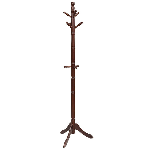Adjustable Free Standing Wooden Coat Rack, Brown