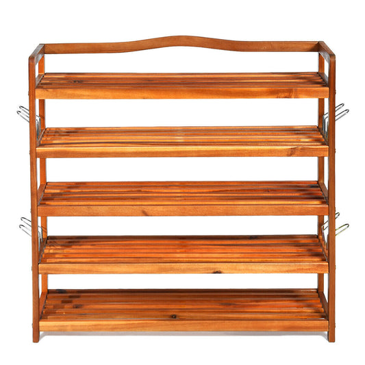 5-Tier Wood Shoe Rack, Large, Natural Shoe Racks & Storage Benches Natural at Gallery Canada