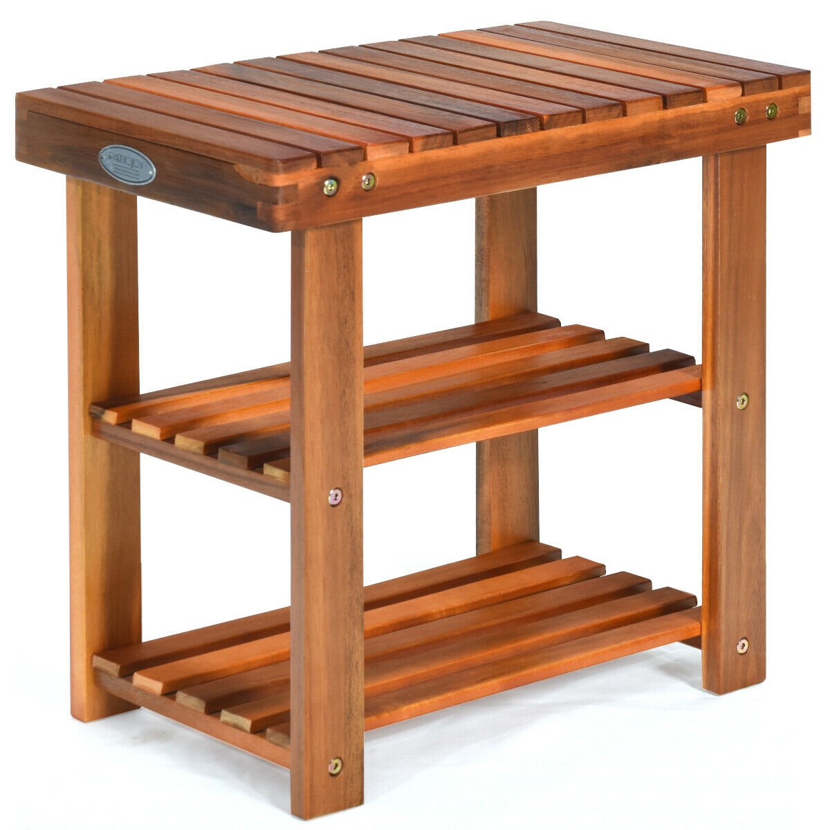 3-Tier Wood Shoe Bench Boots Organizer, Natural at Gallery Canada