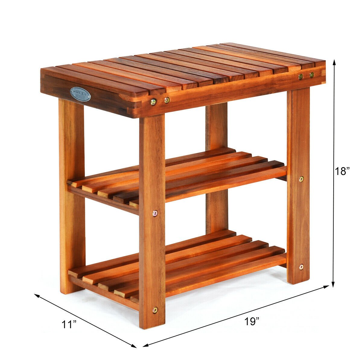 3-Tier Wood Shoe Bench Boots Organizer, Natural at Gallery Canada