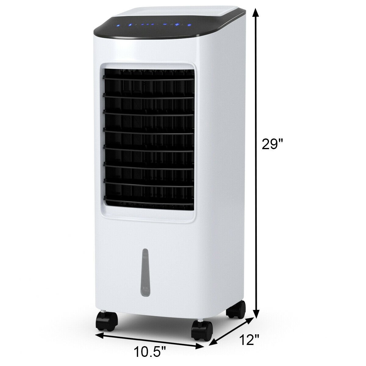 Evaporative Portable Air Cooler Fan Humidifier with Remote Control for Home and Office, Black & White