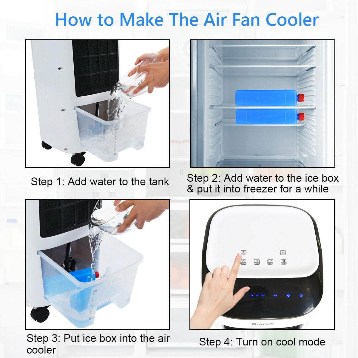 Portable Air Cooler Fan Humidifier, Remote Control, White, Black Air Coolers at Gallery Canada